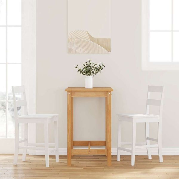 vidaXL Barhocker 2 Stk. Weiß Massivholz Gummibaum 4102561