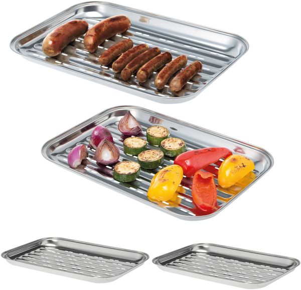 Bremermann Grillschale 4er-Set, Edelstahl Grillpfanne, ca. 35 x 2,5 x 24,5 cm
