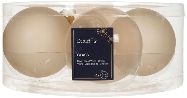 Kaemingk Weihnachtsbaumkugel, Weihnachtskugeln Glas 8cm 4 Stück - Perle transparent