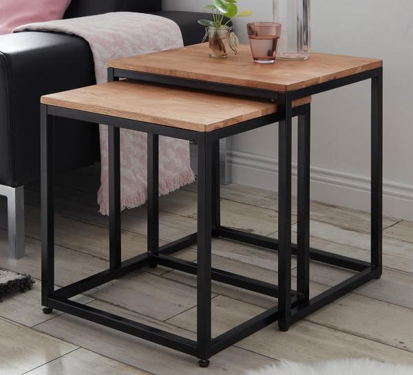 Satztisch >Samuele< in Asteiche geölt aus Metall - 50x48x40cm (BxHxT)