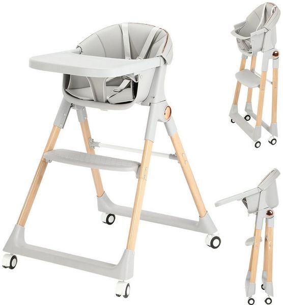 oyajia Hochstuhl Kinderstuhl Stuhl Baby Kinderstuhl Klappbar mit Esstablett (Babystuhl mit Tablett und 5-Punkt-Gurt, Fußstütze, Einfach zu Reinigen), ab 6 Monaten bis 3 Jahren