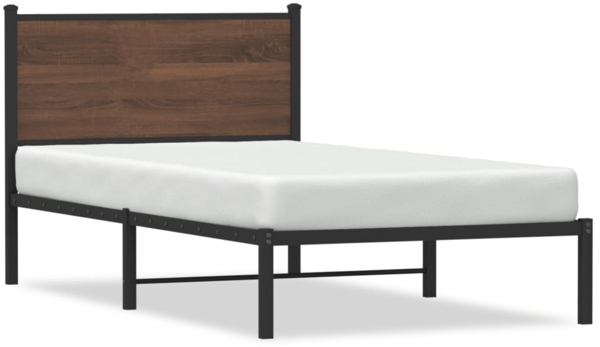 vidaXL Metallbett ohne Matratze Braun Eichen-Optik 100x190 cm 4007759