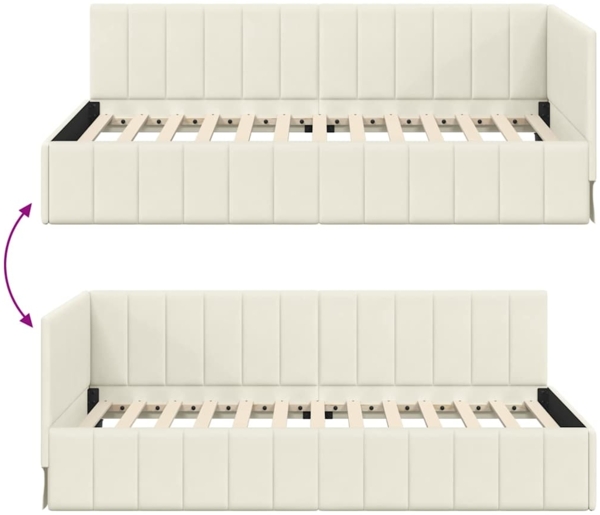 vidaXL Eckbettgestell mit Kopfteil Creme 90 cm x 190 cm Stoff 42016304 Bild 8