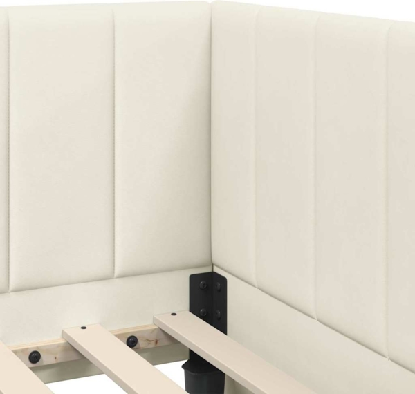 vidaXL Eckbettgestell mit Kopfteil Creme 90 cm x 190 cm Stoff 42016304 Bild 7