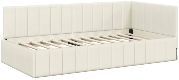 vidaXL Eckbettgestell mit Kopfteil Creme 90 cm x 190 cm Stoff 42016304 Bild 1