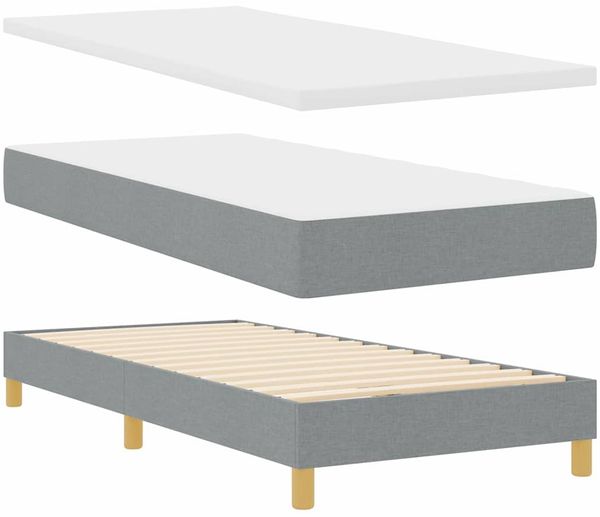 vidaXL Boxspringbett mit Matratze Hellgrau 190 x 90 cm Stoff 3341202 Bild 4