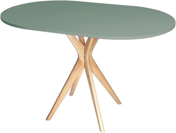 Ragaba ovaler Esstisch, MDF & Massives Eschenholz, 75x100 cm, Salbei Grün