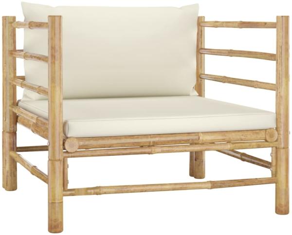 vidaXL Gartensofa mit Kissen Cremeweiß Bambus 313148