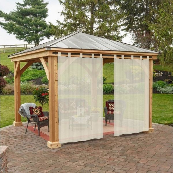 Rosnek Gardine Gaze, wasserdicht, Schlaufen, für Patio Lawn Garden Home Dekoration, (2 St), H×B: 213×132,243×132,274×132