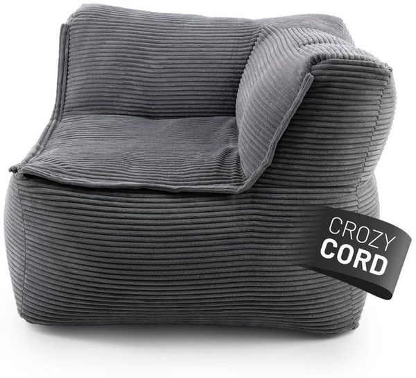 Lumaland Modulares Eckteil rechts - Cord-Reihe | Indoor Sitzsack mit Softer Struktur, ideal Sofa Modulen & zum Pouf | Bean Bag mit Füllung - für Wohnzimmer & Co. - 81 x 81 x 70 cm