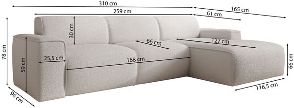 Selsey 'Bouvi' Ecksofa, Ottomane links, beige, Bouclé Bild 4