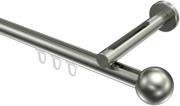 Innenlauf-Gardinenstangen-Set Siteno Luino 400 cm (geteilt in 2 x 200 cm), 1-läufig, 20 mm Ø Edelstahl-Optik