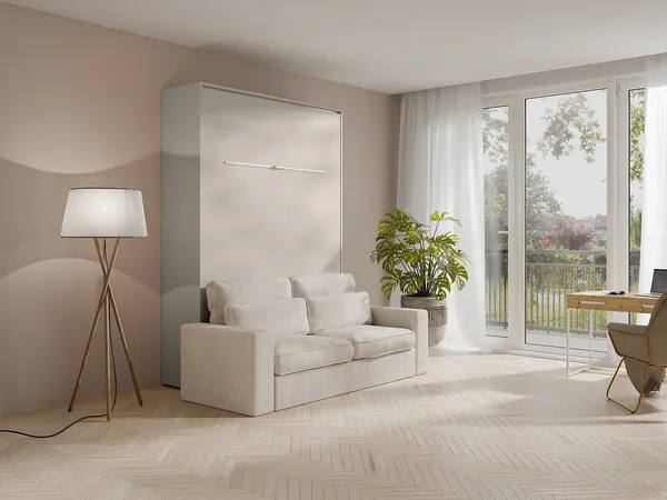 Vente-unique - RAPILI Bett Holz, Platte Beige - B 133 cm239,2 cm x H 225,2 cm x L 200 cm