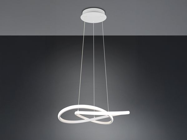 LED Pendelleuchte MANSA Weiß mit Metall Spiralschirm, Neutralweiß 4000K, Ø 50cm