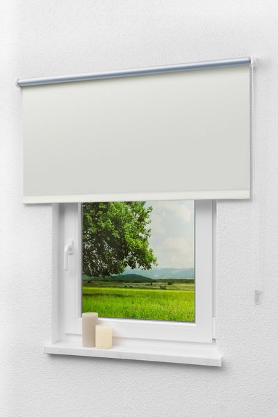 Lysel Outlet - Verdunkelungsrollo Thermo Streifen Weiß, (B x H) 82cm x 175cm in weiß/weiß