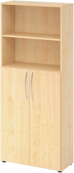 bümö Mehrzweckschrank 80cm breit, Aktenschrank o. Schuhschrank hoch, Regal Schrank-Kombi, Küchenschrank in Ahorn aus Holz, Vorratsschrank & Haushaltsschrank mit Metallgriffen, 4770-3-3-BM