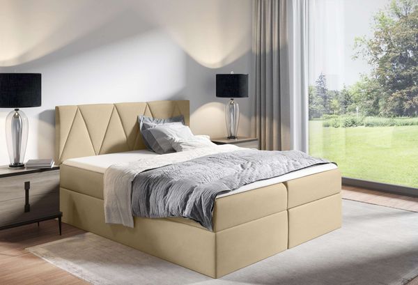 99rooms Emma Boxspringbett 160x200 cm Velours Jasmine Creme
