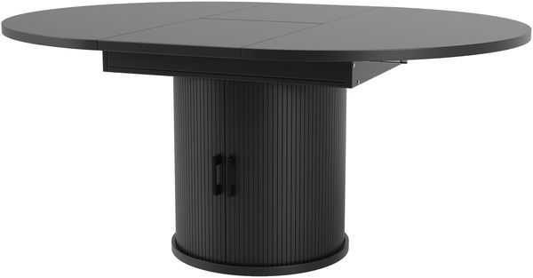 Merax Esstisch ausziehbar, Esszimmertisch, Küchentisch, balkontisch, ausziehbare Tischplatte Runder Esstisch, ausziehbar zu oval, 118-158 cm, Platz für bis zu 6 Personen, Schwarz Bild 9