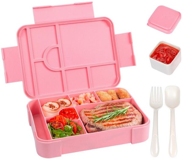 Agger Lunchbox Brotdose Kinder mit Fächern, 1330ML Jausenbox Kinder (Löffel & Gabel), Kinder Brotdose,Kinderfreundliche Verriegelung,BPA-Frei,Auslaufsicher