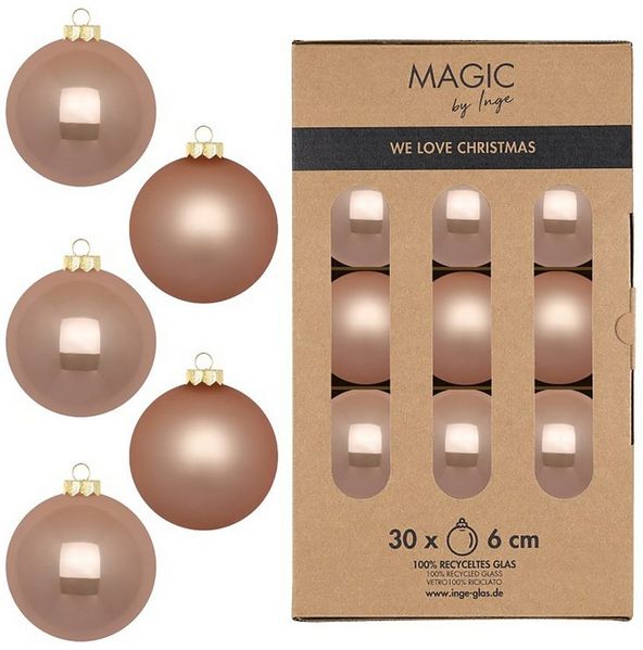 MAGIC by Inge Weihnachtsbaumkugel, Weihnachtskugeln Glas 6cm 30 Stück - Golden Sesame