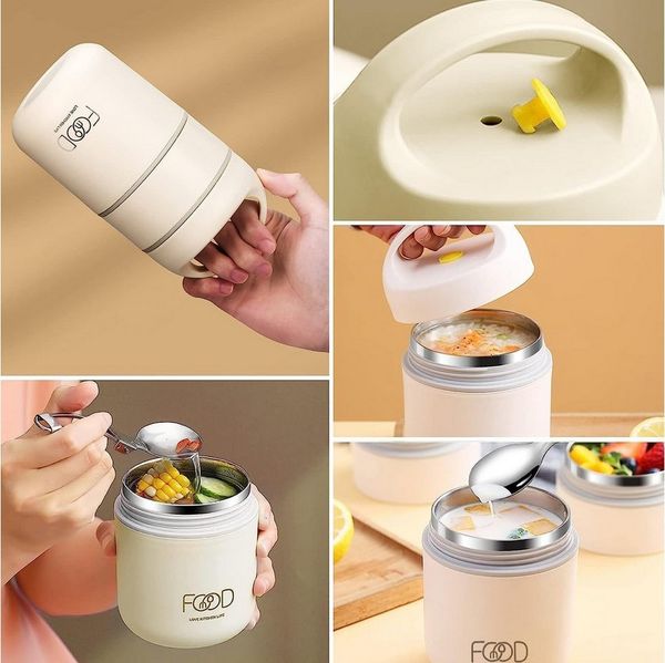 Minicloss Thermobehälter Edelstahl Thermobehälter für Essen 680ml, Edelstahl, Essensbehälter für unterwegs