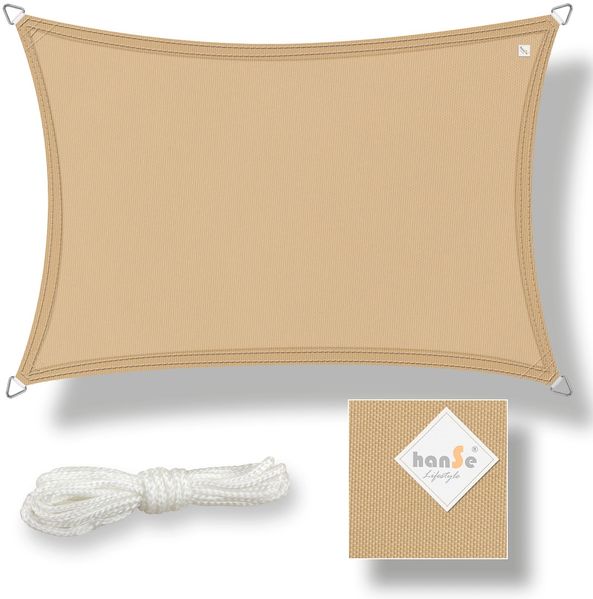 hanSe Sonnensegel Schattensegel Schattenspender Polyester Recheck 2x3m Sand