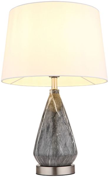 Tischleuchte, Marmoroptik, weiß, Textil, H 54 cm