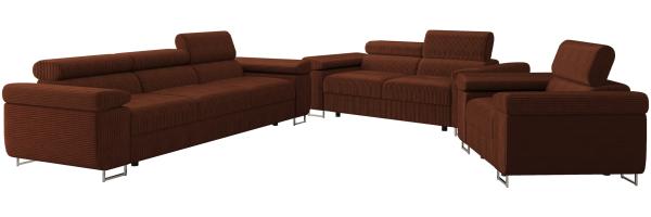 Sofa Set Torezio Cord 3+2+1 mit Einstellbare Kopfstützen (Poso 39)