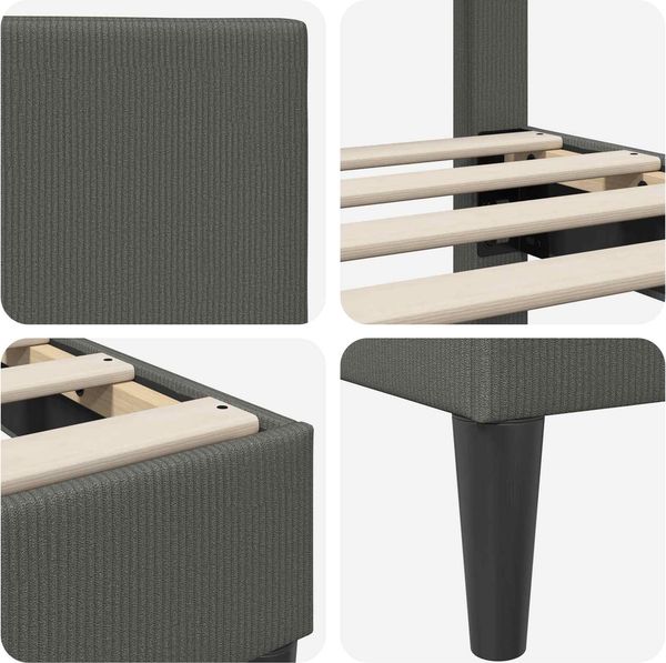vidaXL Bettrahmen mit Kopfteil Dunkelgrau 160 x 200 cm Cordstoff 42027737 Bild 7