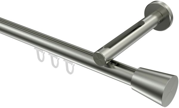 Innenlauf-Gardinenstangen-Set Siteno Sitra 300 cm (geteilt in 3 x 100 cm), 1-läufig, 20 mm Ø Edelstahl-Optik