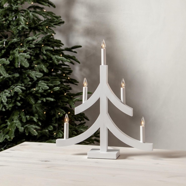 Kerzenleuchter ,Pagod', 5-flammig, Holz, weiß Bild 2