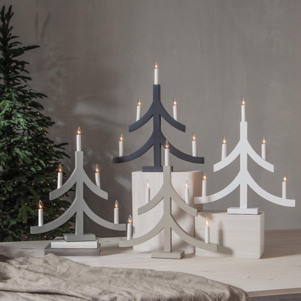 Kerzenleuchter ,Pagod', 5-flammig, Holz, weiß Bild 3