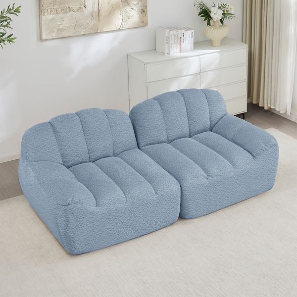 2-Sitzer Sofa 210×104×79 cm aus Granular Fleece rahmenlos modular, blau