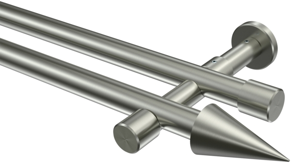 Gardinenstangen-Set Prestige Savio 360 cm (geteilt in 2 x 180 cm), 2-läufig (ohne Ringe), 20 mm Ø Edelstahl-Optik