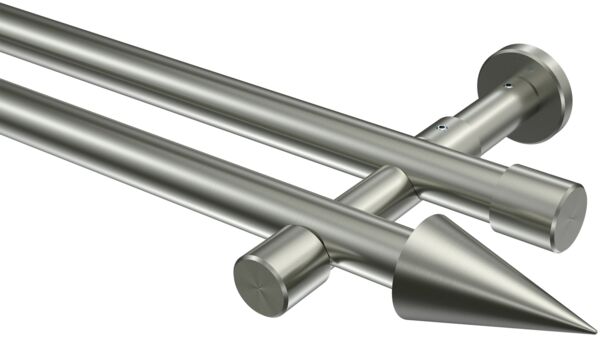 Gardinenstangen-Set Prestige Savio 360 cm (geteilt in 2 x 180 cm), 2-läufig (ohne Ringe), 20 mm Ø Edelstahl-Optik