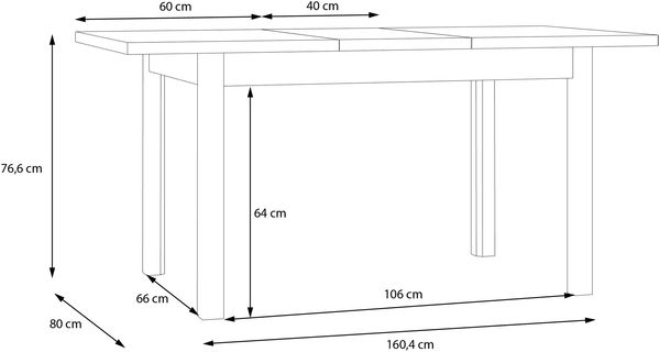Forte LACETTI Esstisch 120, moderner, ausziehbarer Esstisch, Wohnzimmer, Esszimmer, Valencia Eiche Holzdekor, 120,4 cm (160,4) breit x 76,6 cm hoch x 80 cm tief Bild 7