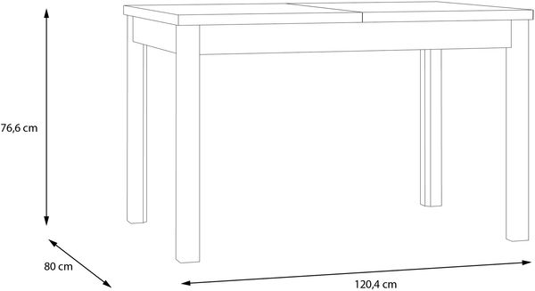 Forte LACETTI Esstisch 120, moderner, ausziehbarer Esstisch, Wohnzimmer, Esszimmer, Valencia Eiche Holzdekor, 120,4 cm (160,4) breit x 76,6 cm hoch x 80 cm tief Bild 6