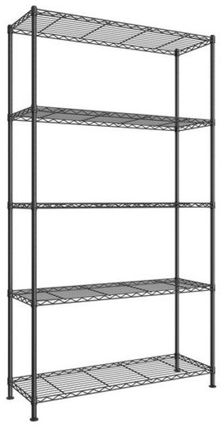 SONGMICS Standregal Metall, verstellbare Ablagen, Aufbewahrungsregal 5 Ebenen für Garage, 30 x 90 x 161 cm, schwarz