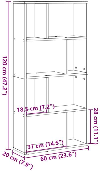 vidaXL Bücherregal Weiß 60 x 20 x 120,5 cm Holzwerkstoff 858147 Bild 11