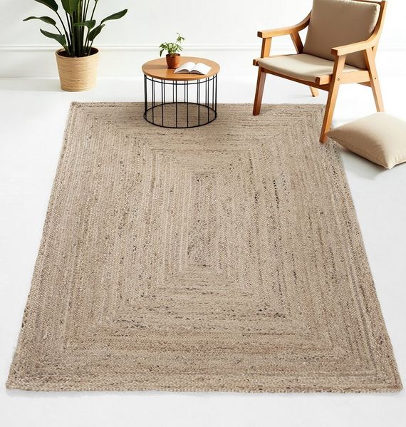 carpetfine Teppich Nele Juteteppich Naturfaser, rechteckig, Höhe: 6 mm, geflochtener Wendeteppich aus 100% Jute, quadratisch und als Läufer