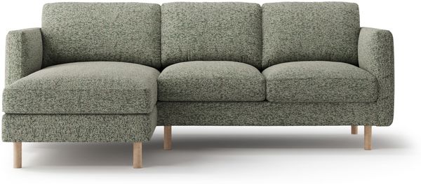 Micadoni Ecksofa Eden 3-Sitzer Links Strukturierter Stoff Moßgrün Melange