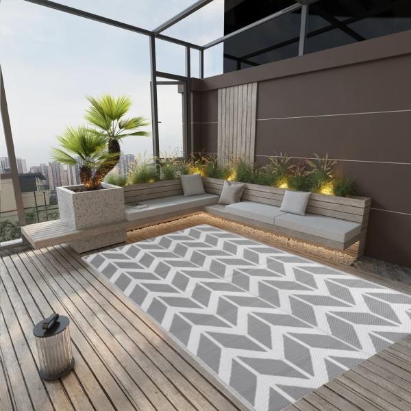 vidaXL Outdoor-Teppich Grau 190x290 cm PP 316952