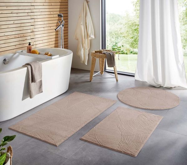 TaraCarpet Teppich TaraCarpet Homestyle 391 Blätter, rechteckig, Höhe: 10 mm, Felloptik hoch-tief weich waschbar floral beige 50x80