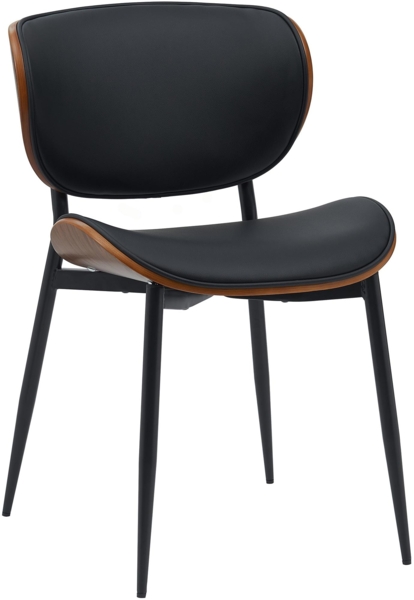 CLP Stuhl Enid I Komfortabler Sessel mit Rückenlehne und Polsterung,walnuss/schwarz Kunstleder