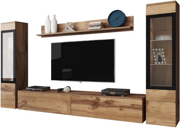 Wohnwand Doppo II (Farbe: Wotan, ohne Beleuchtung)