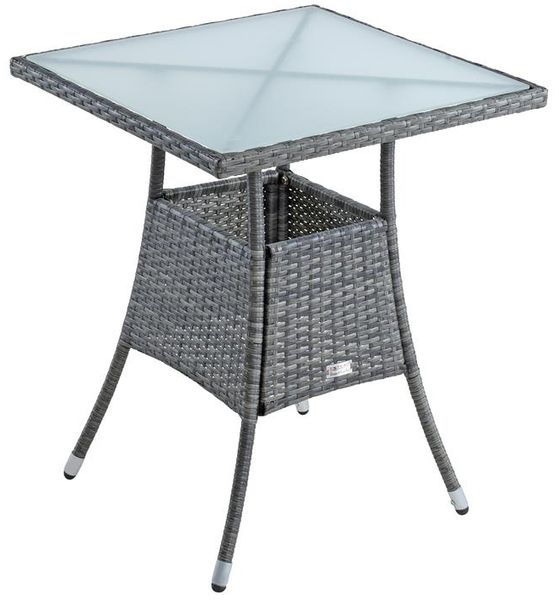 Polyrattan Balkontisch Rattan Tisch Beistelltisch Gartentisch 60 cm Anthrazit