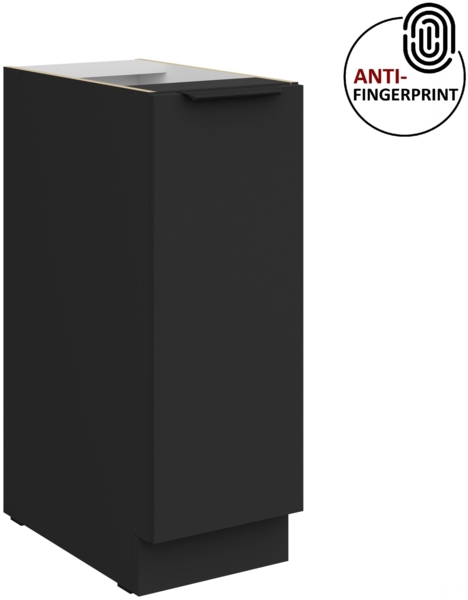 Küchen Unterschrank Schrankauszug 30 cm Küche ARIA Schwarz ultra matt + Schwarz matt, hochwertige Fronten mit Anti Fingerprint Beschichtung Küchenzeile Küchenblock