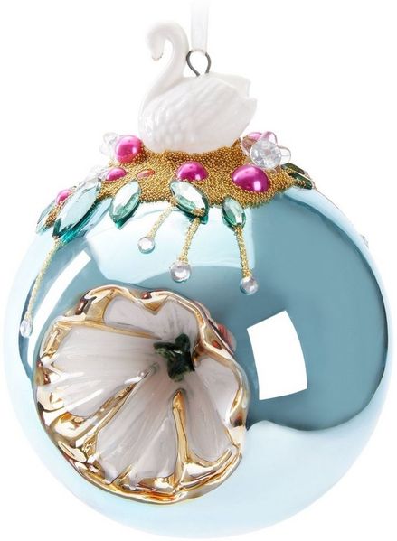 BRUBAKER Weihnachtsbaumkugel Premium Weihnachtskugel - Tiere mit Blumen - 10 cm Christbaumschmuck (1 St), Christbaumkugel aus Glas mit Perlen-Deko und Figur - Handdekoriert