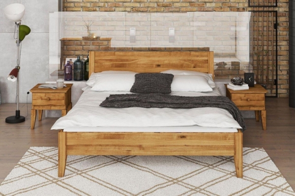 Schlafzimmerbett Bett Massivholzbett LENNES Nr. 7 Eiche 180x220 cm Bild 2