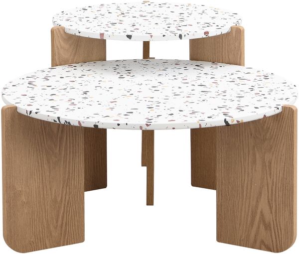 Merax Couchtisch Set Scandi, Beistelltisch Set mit Holzbeine, Satztisch Set, Wohnzimmertisch, Natur Bild 5